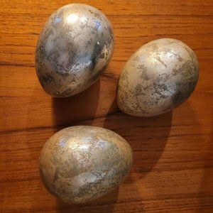 SET 3 GOLD SPLATTERED EGGS DECOR EASTER 4.5"